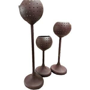 AT Home America 3-Piece Set Metal Tealight Candle Holders - 6", 10", 13"